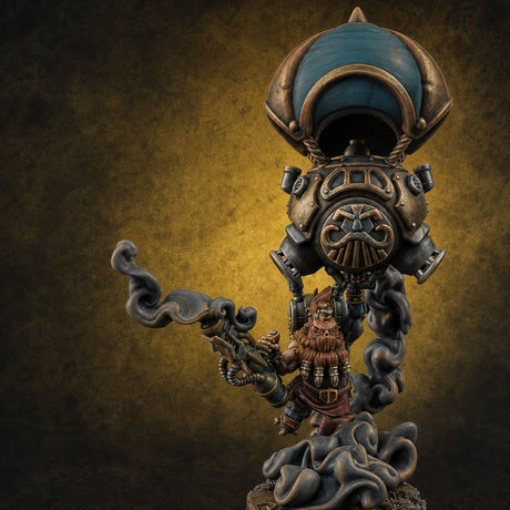 Floating Above Dwarf Bombardiers A Miniature for Dungeons and Dragons, Pathfinder or other TTRPGs