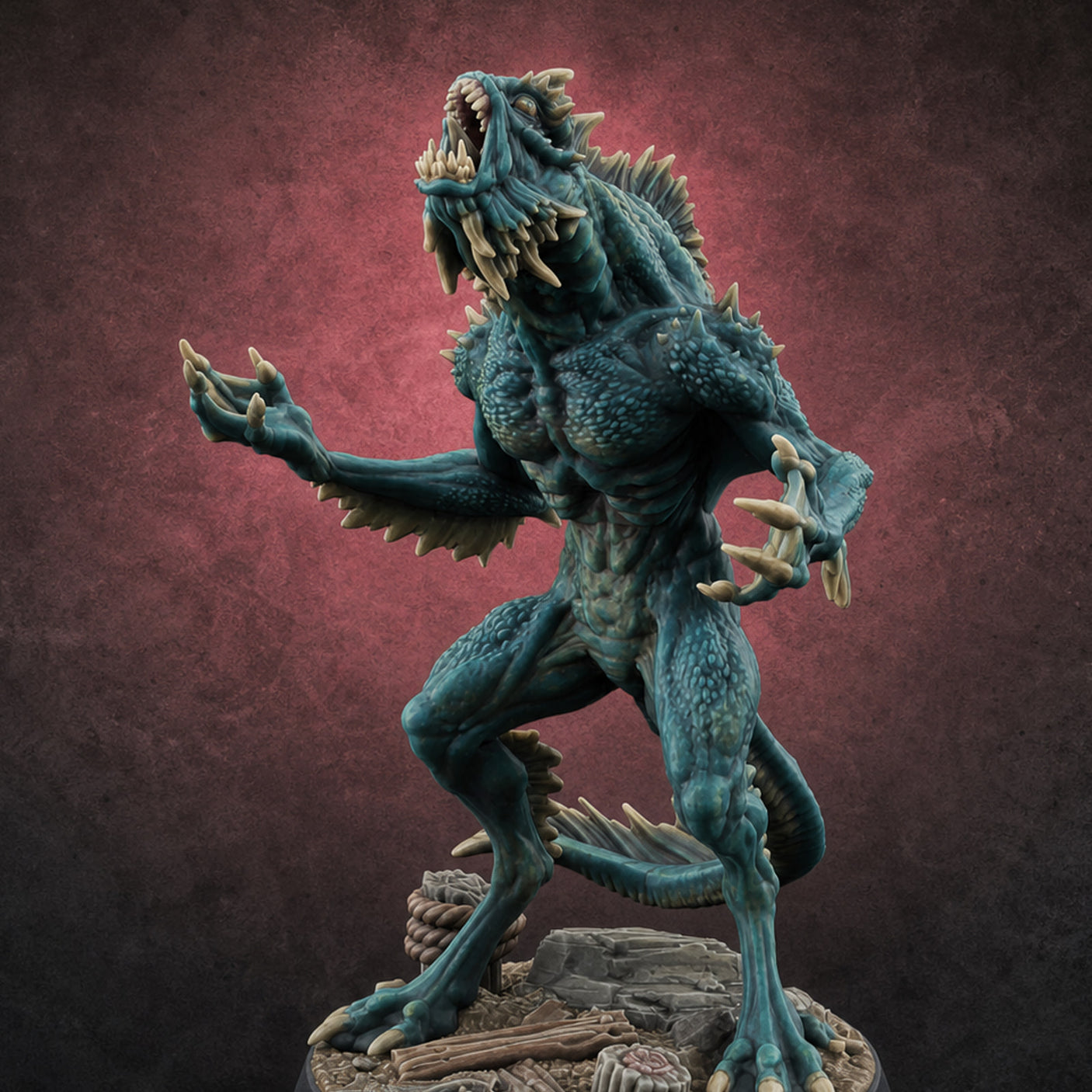 Arms Splayed Howling Deep One Brutes C Miniature for Dungeons and Dragons, Pathfinder or other TTRPGs
