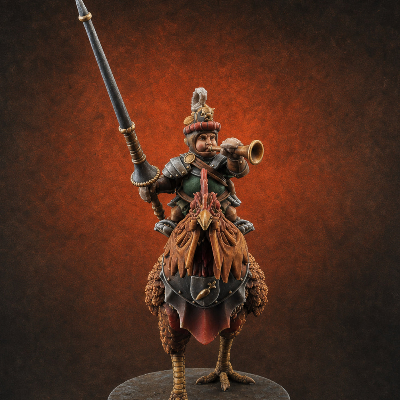 Regally Mounted Halfling Chicken Riders D Miniature for Dungeons and Dragons, Pathfinder or other TTRPGs