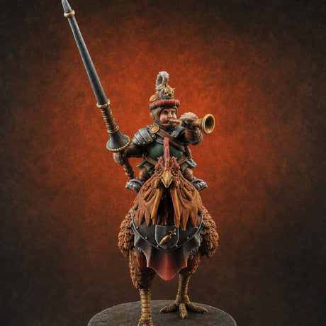 Regally Mounted Halfling Chicken Riders D Miniature for Dungeons and Dragons, Pathfinder or other TTRPGs