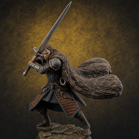 Cape Billowing Human Swordsman Miniature for Dungeons and Dragons, Pathfinder or other TTRPGs