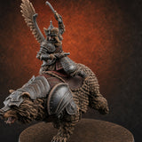 Saber Swinging Noble Bear Rider Miniature for Dungeons and Dragons, Pathfinder or other TTRPGs