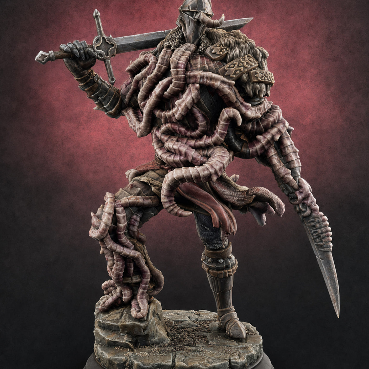 Tentacles Consuming Blight Knight C — painted concept preview (miniature supplied unpainted)