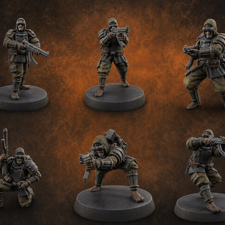 Weird War Japanese Ninja SMG Gunners Miniature for Dungeons and Dragons, Pathfinder or other TTRPGs