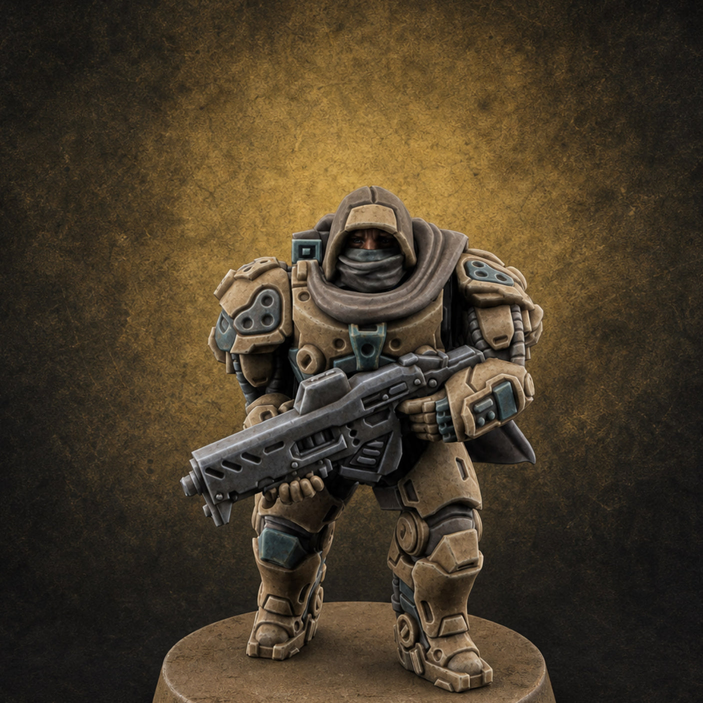 Heavy Armoured Desert Trooper C Miniature for Dungeons and Dragons, Pathfinder or other TTRPGs