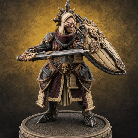 The Unseeing Holy Paladin Order H — painted concept preview (miniature supplied unpainted)