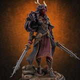 Swept Back Striding Tiefling Warlord — painted concept preview (miniature supplied unpainted)