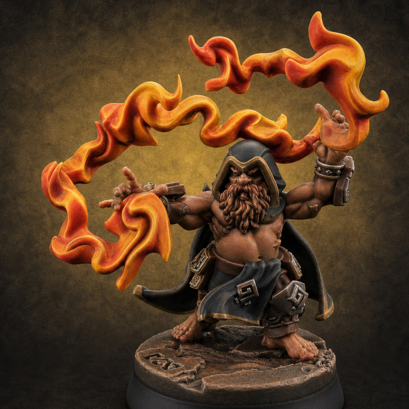 Flames Towering Skyward Dwarf Fire Casters B Miniature for Dungeons and Dragons, Pathfinder or other TTRPGs