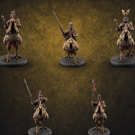 Regally Mounted Halfling Chicken Riders Miniature for Dungeons and Dragons, Pathfinder or other TTRPGs