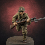 Bayonet Charging World War 2 Japanese Riflemen F Miniature for Dungeons and Dragons, Pathfinder or other TTRPGs