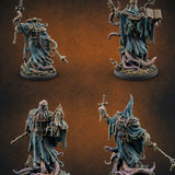 Tome Reading Staff Wielding Deep One Bishops — painted concept preview (miniature supplied unpainted)