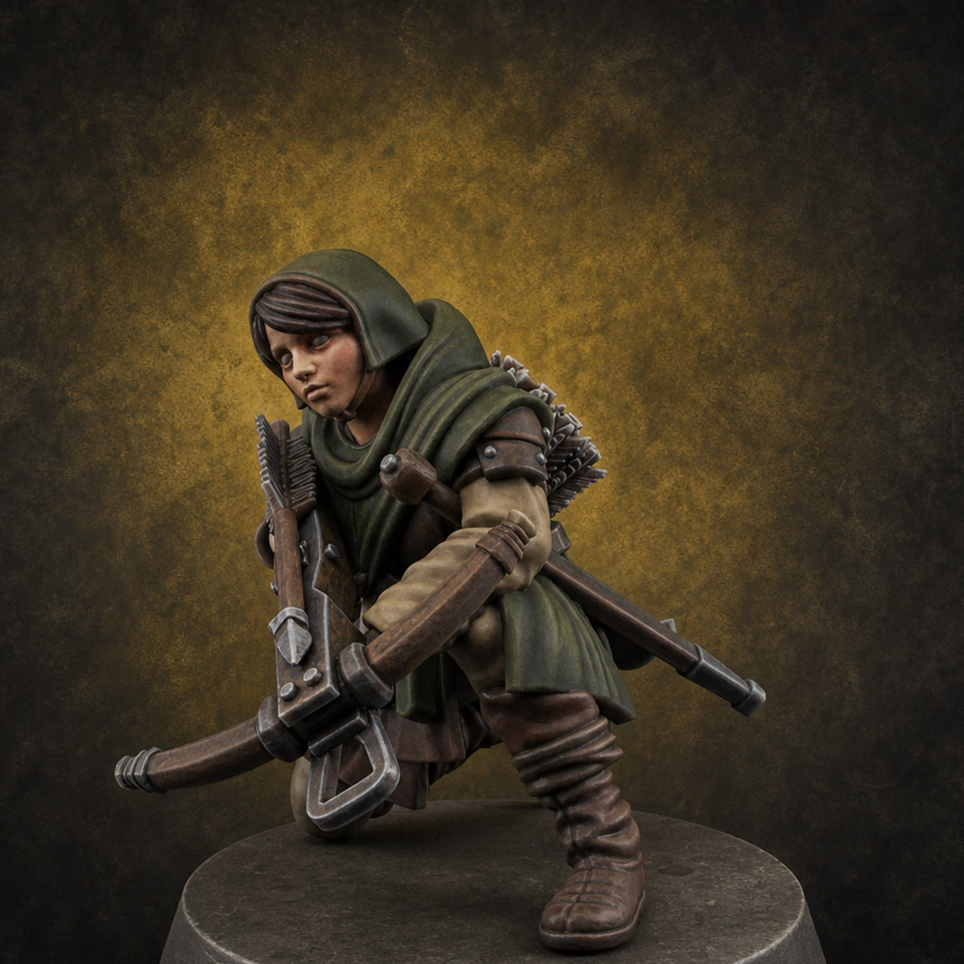 Shouldering The Load Human Crossbowwomen G — painted concept preview (miniature supplied unpainted)