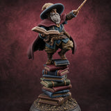 Perched On Tomes Halfling Wizard Miniature for Dungeons and Dragons, Pathfinder or other TTRPGs