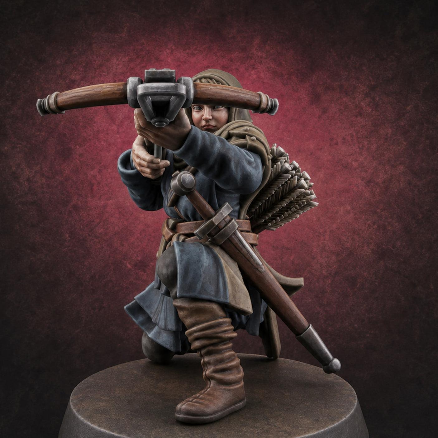 Shouldering The Load Human Crossbowwomen C — painted concept preview (miniature supplied unpainted)
