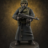 Gas-Masked Trenchcoated Skeleton Trooper B Miniature for Dungeons and Dragons, Pathfinder or other TTRPGs