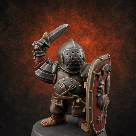 Defending Halfling Warriors E — painted concept preview (miniature supplied unpainted)