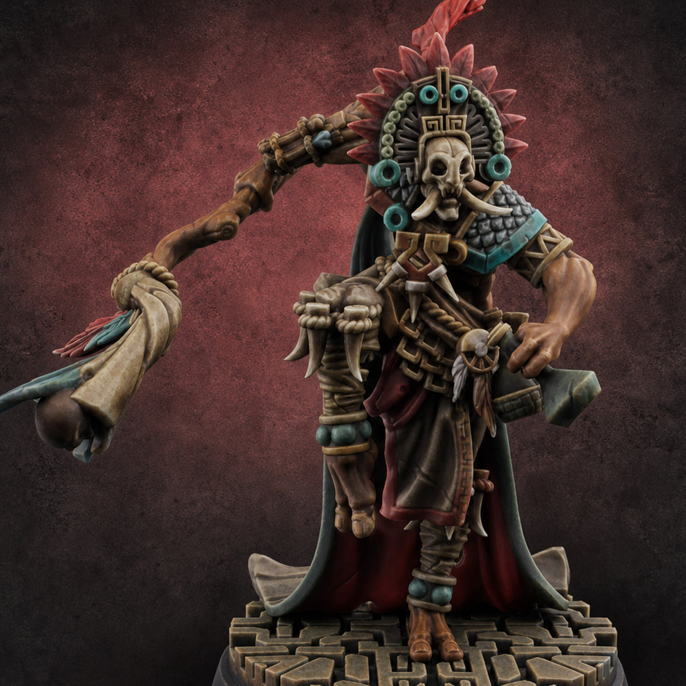 Aztec Inspired Feathered Incantation Hobgoblin Shaman B — painted concept preview (miniature supplied unpainted)
