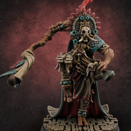 Aztec Inspired Feathered Incantation Hobgoblin Shaman B Miniature for Dungeons and Dragons, Pathfinder or other TTRPGs