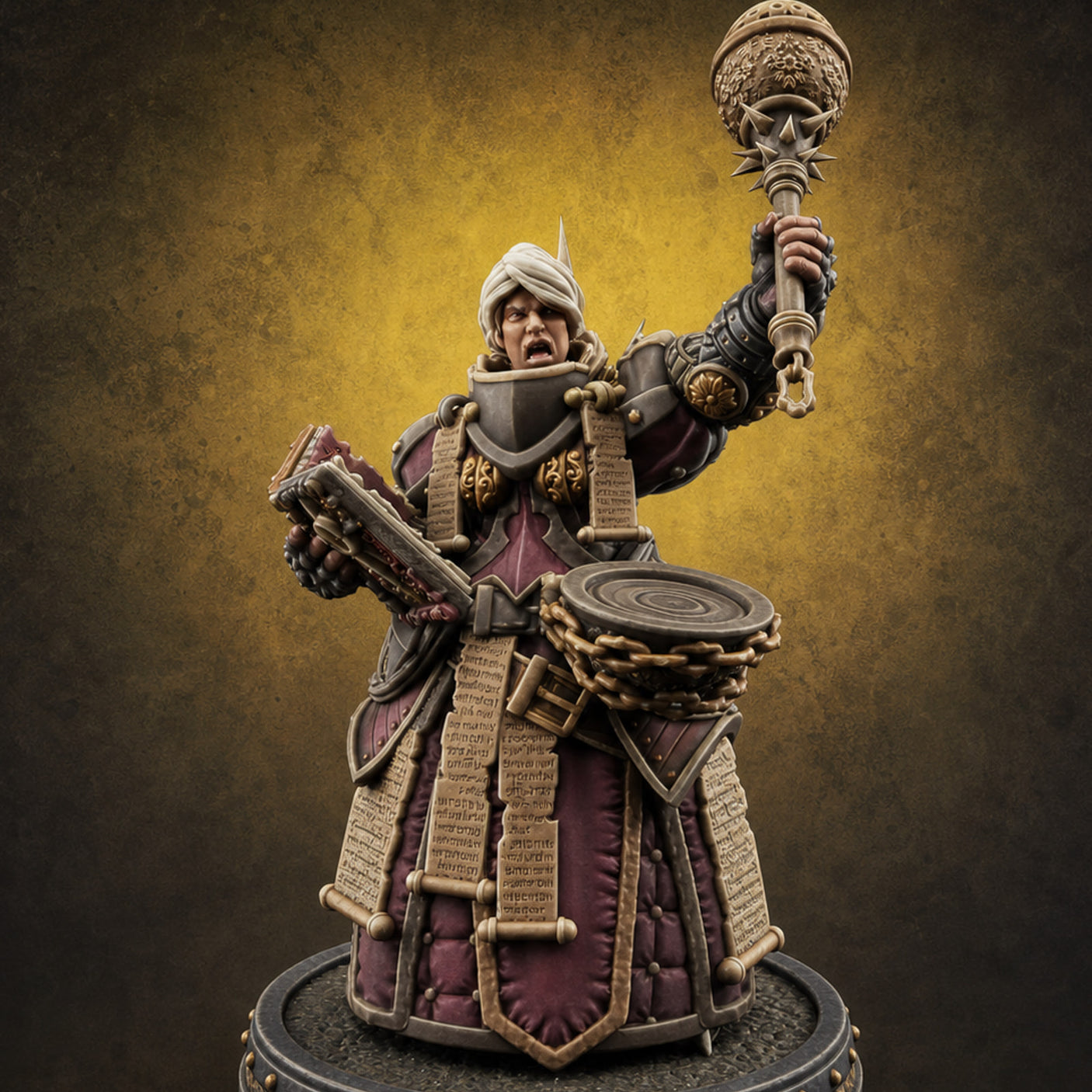 The Unseeing Holy Paladin Order I — painted concept preview (miniature supplied unpainted)