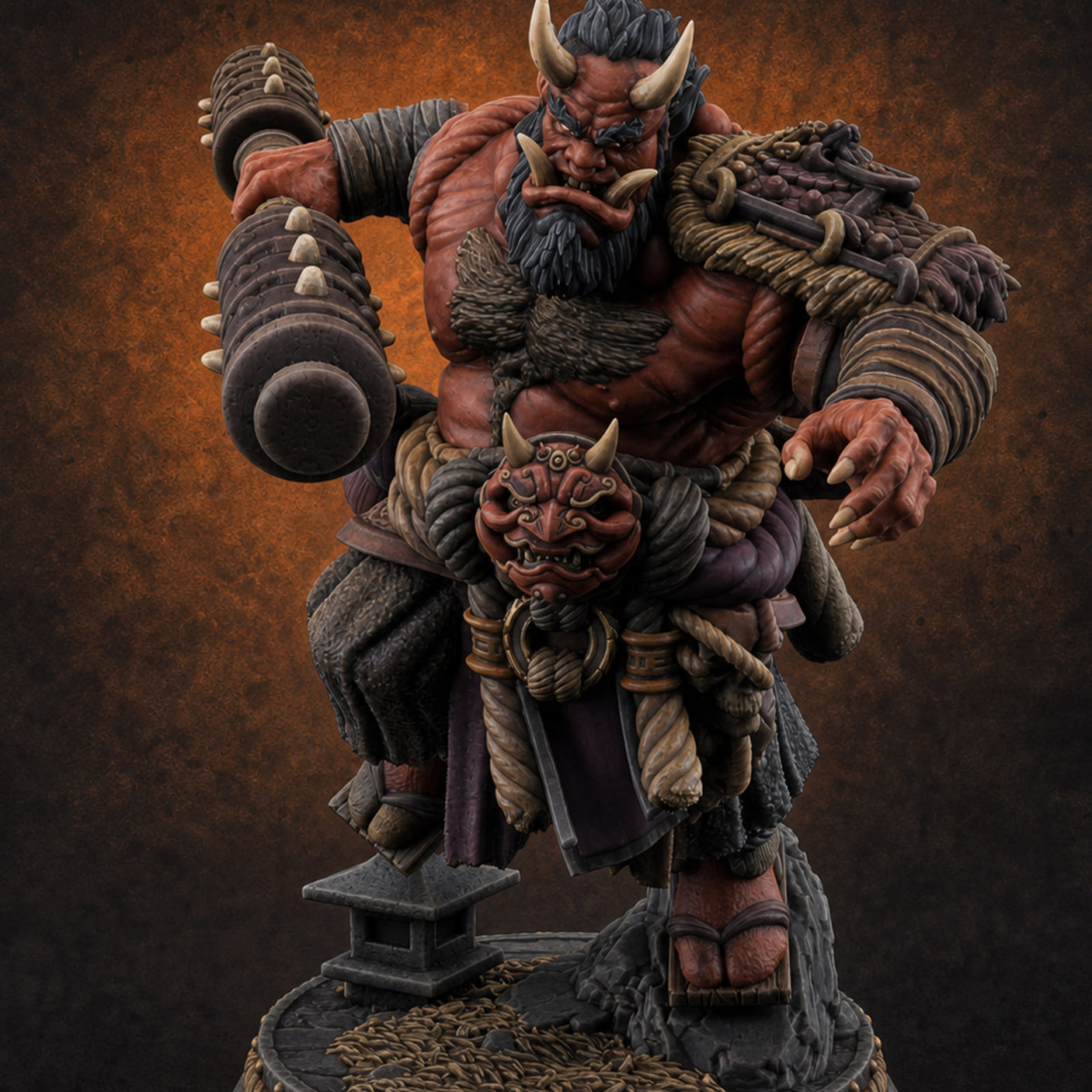 Turned Townsfolk Oni Fighters F — painted concept preview (miniature supplied unpainted)