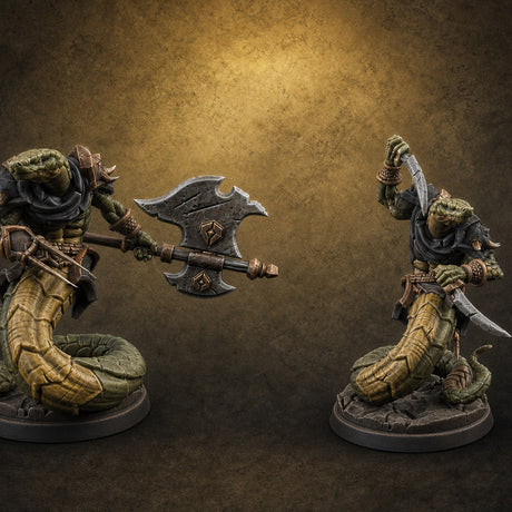 Swooping and Coiled Naga Warriors — painted concept preview (miniature supplied unpainted)