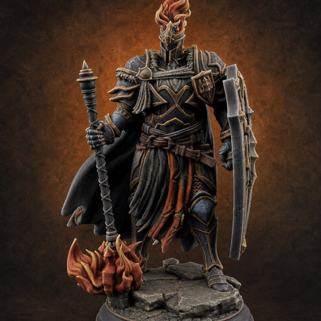 Flame Crowned Human Knight Miniature for Dungeons and Dragons, Pathfinder or other TTRPGs