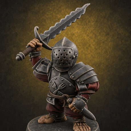 Swinging Low Halfling Greatsword Unit E Miniature for Dungeons and Dragons, Pathfinder or other TTRPGs
