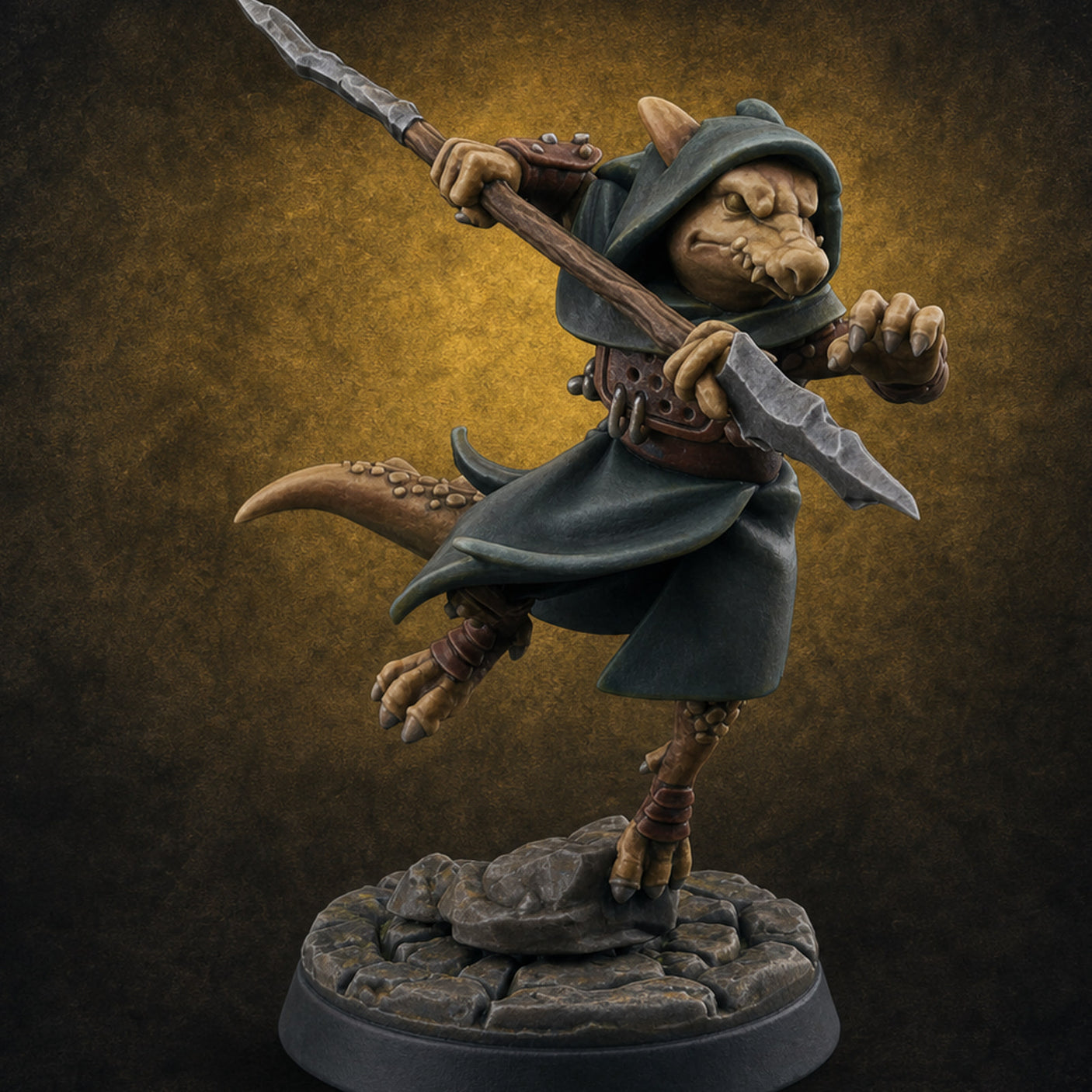 Spear Thrusting Kobold Spear Fighter B Miniature for Dungeons and Dragons, Pathfinder or other TTRPGs