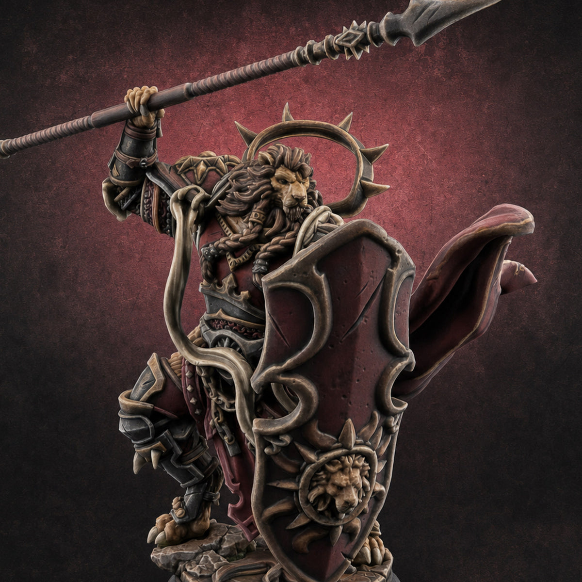 Spear Hoisted High Leonin Warrior Miniature for Dungeons and Dragons, Pathfinder or other TTRPGs