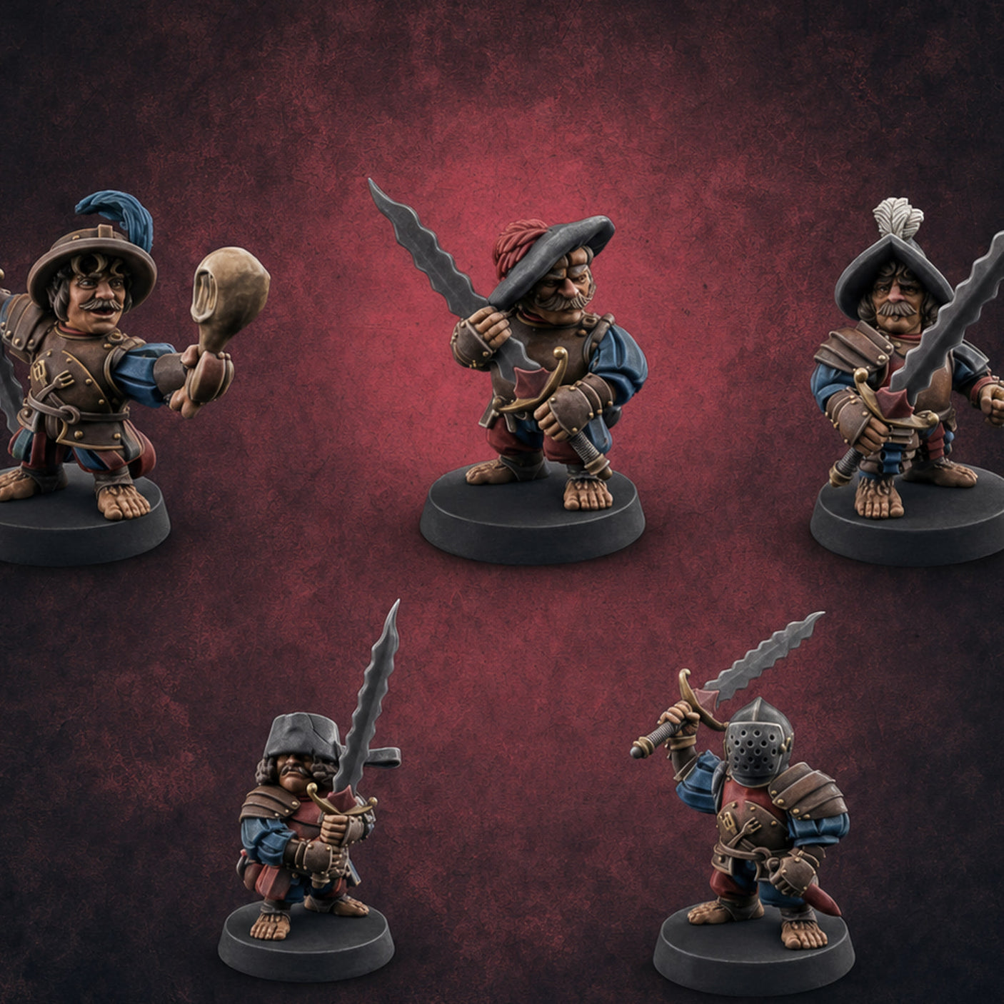 Swinging Low Halfling Greatsword Unit — painted concept preview (miniature supplied unpainted)