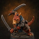 Twin Blade Slashing Kobold Assassin A Miniature for Dungeons and Dragons, Pathfinder or other TTRPGs