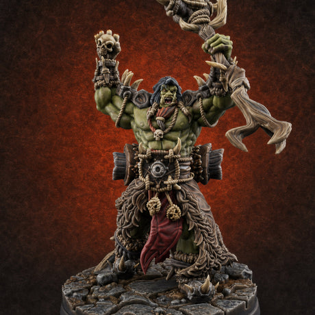 Arms Raised Conjuring Orc Sorcerers A Miniature for Dungeons and Dragons, Pathfinder or other TTRPGs