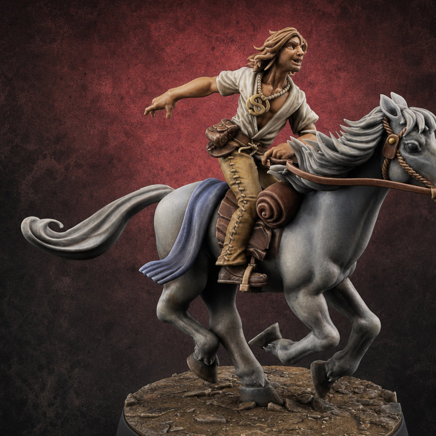 Wind-Swept Galloping Human Rider Miniature for Dungeons and Dragons, Pathfinder or other TTRPGs