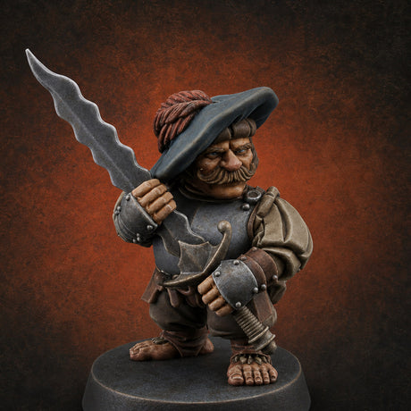 Swinging Low Halfling Greatsword Unit B — painted concept preview (miniature supplied unpainted)
