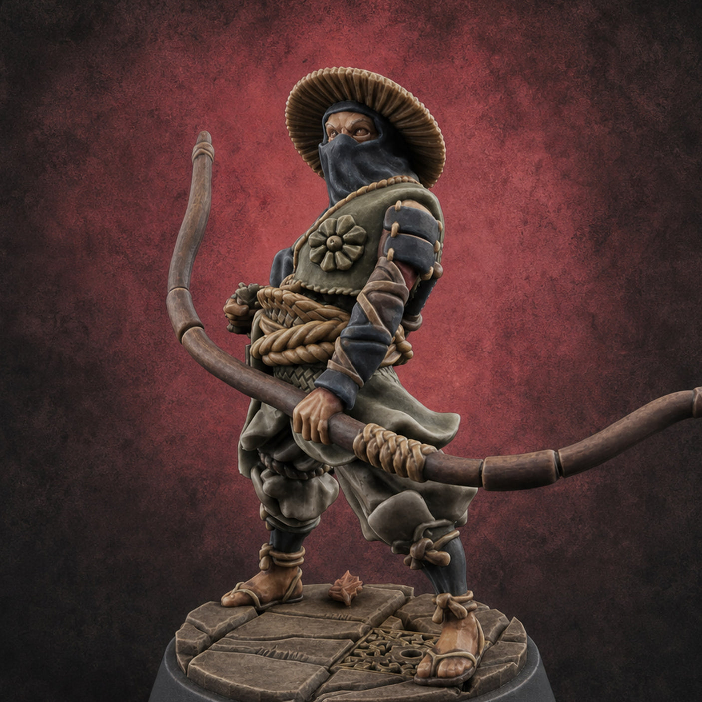 Bow Flexing Ashigaru Archers A — painted concept preview (miniature supplied unpainted)