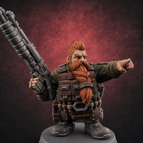 Guns Blazing Space Dwarf Assault Troopers C — painted concept preview (miniature supplied unpainted)