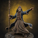 Staff Raised Commanding Human Wizard — painted concept preview (miniature supplied unpainted)