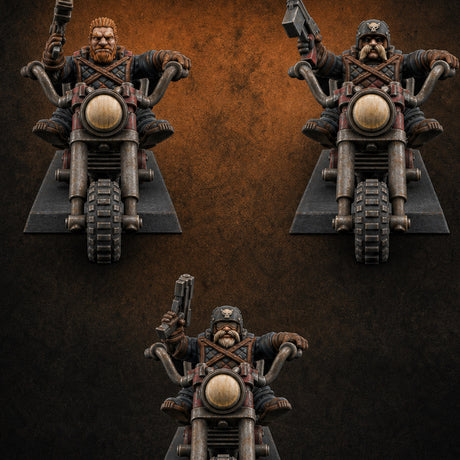 Hands In The Air Space Dwarf Bikers — painted concept preview (miniature supplied unpainted)