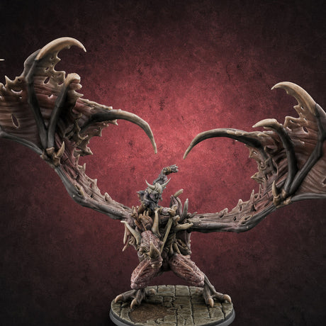 Wings Spread Wide Ghoul Bat Rider — painted concept preview (miniature supplied unpainted)