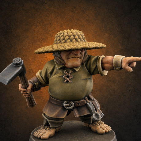 Makeshift Weapons Held High Halfling Militia C — painted concept preview (miniature supplied unpainted)
