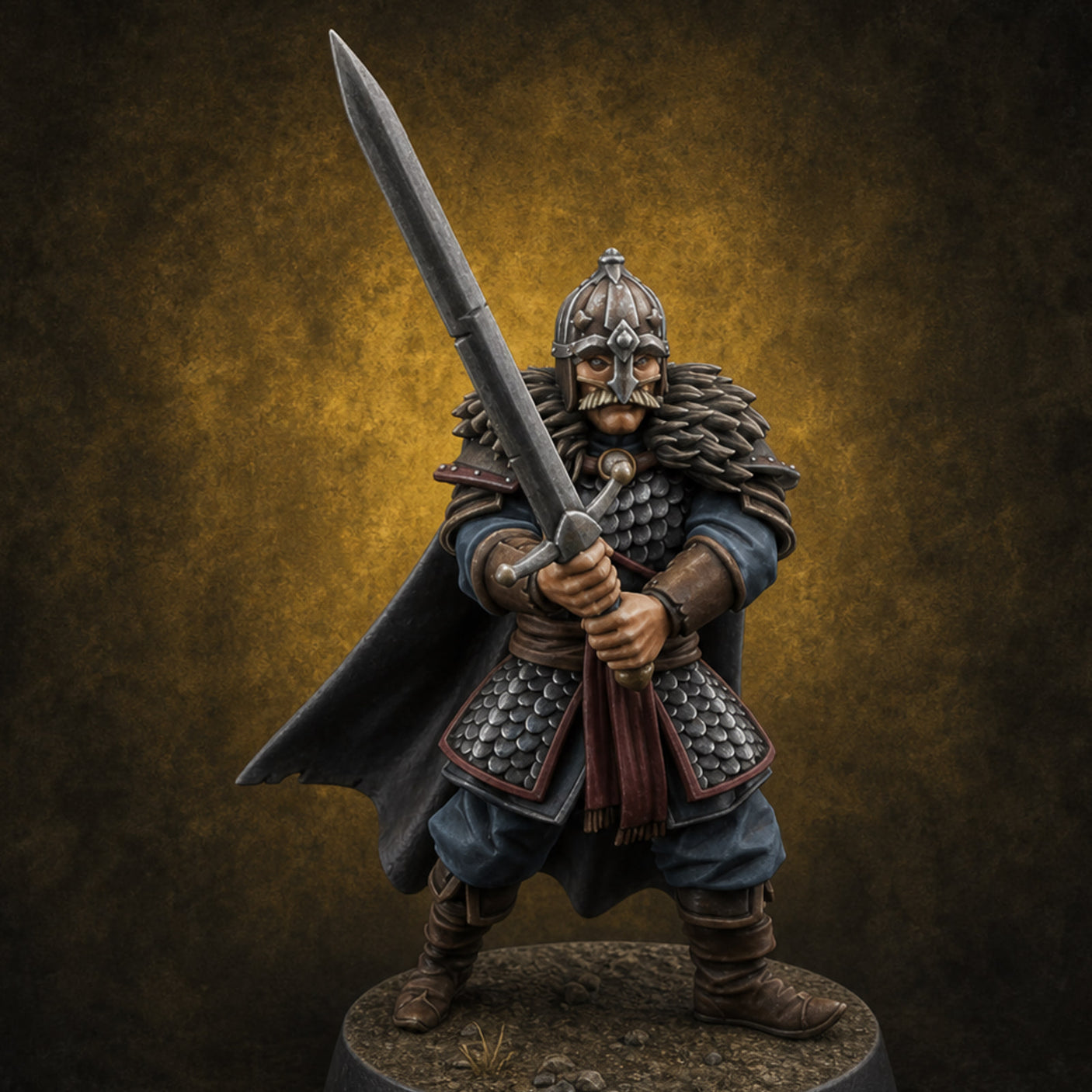 Scale-Clad Sword-Raising Northern Warrior A Miniature for Dungeons and Dragons, Pathfinder or other TTRPGs