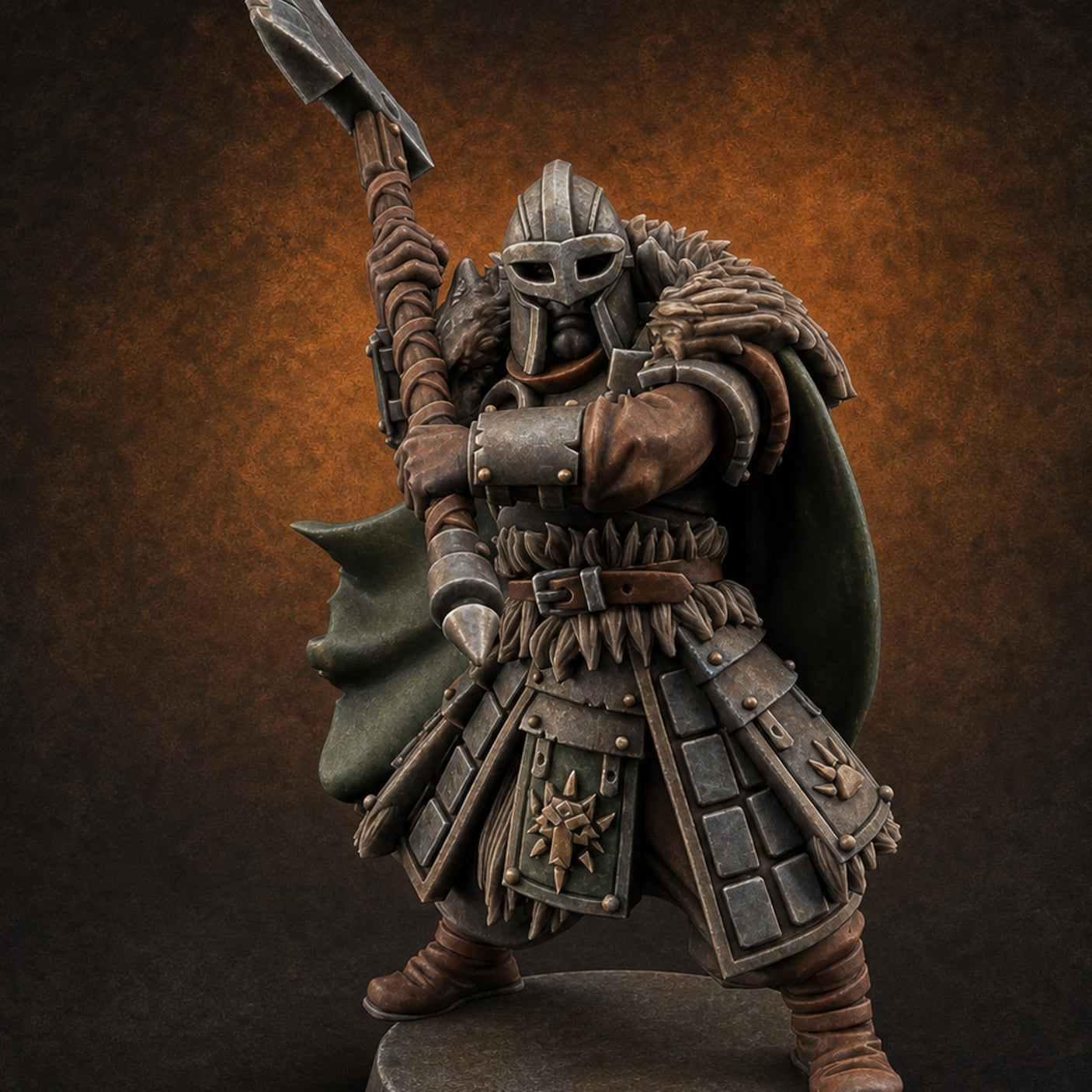 Fur-Cloaked Axe-Brandishing Wolf Clan Warrior A Miniature for Dungeons and Dragons, Pathfinder or other TTRPGs
