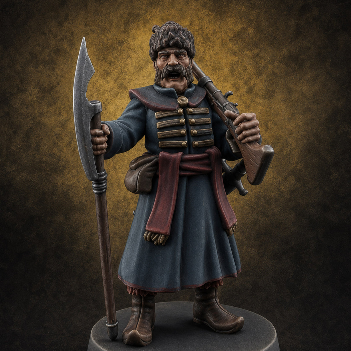 Bellowing Orders Human Captain Miniature for Dungeons and Dragons, Pathfinder or other TTRPGs