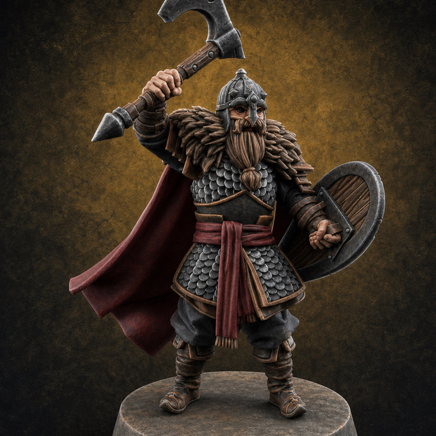 Scale-Clad Axe-Wielding Northern Warrior C Miniature for Dungeons and Dragons, Pathfinder or other TTRPGs