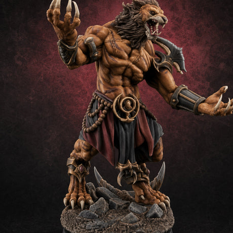 Perched And Brandishing Rakshasa Prowlers B Miniature for Dungeons and Dragons, Pathfinder or other TTRPGs