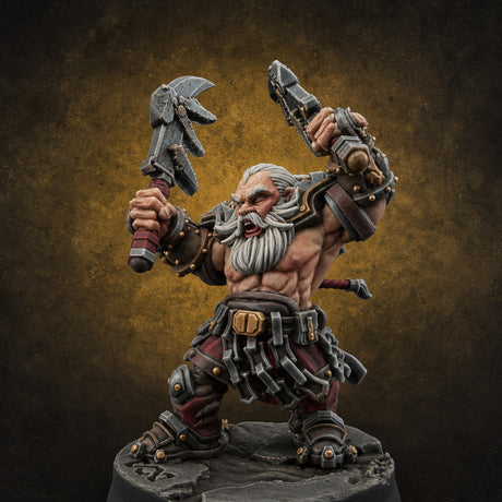 Smouldering Fire Dwarf Fighters G — painted concept preview (miniature supplied unpainted)