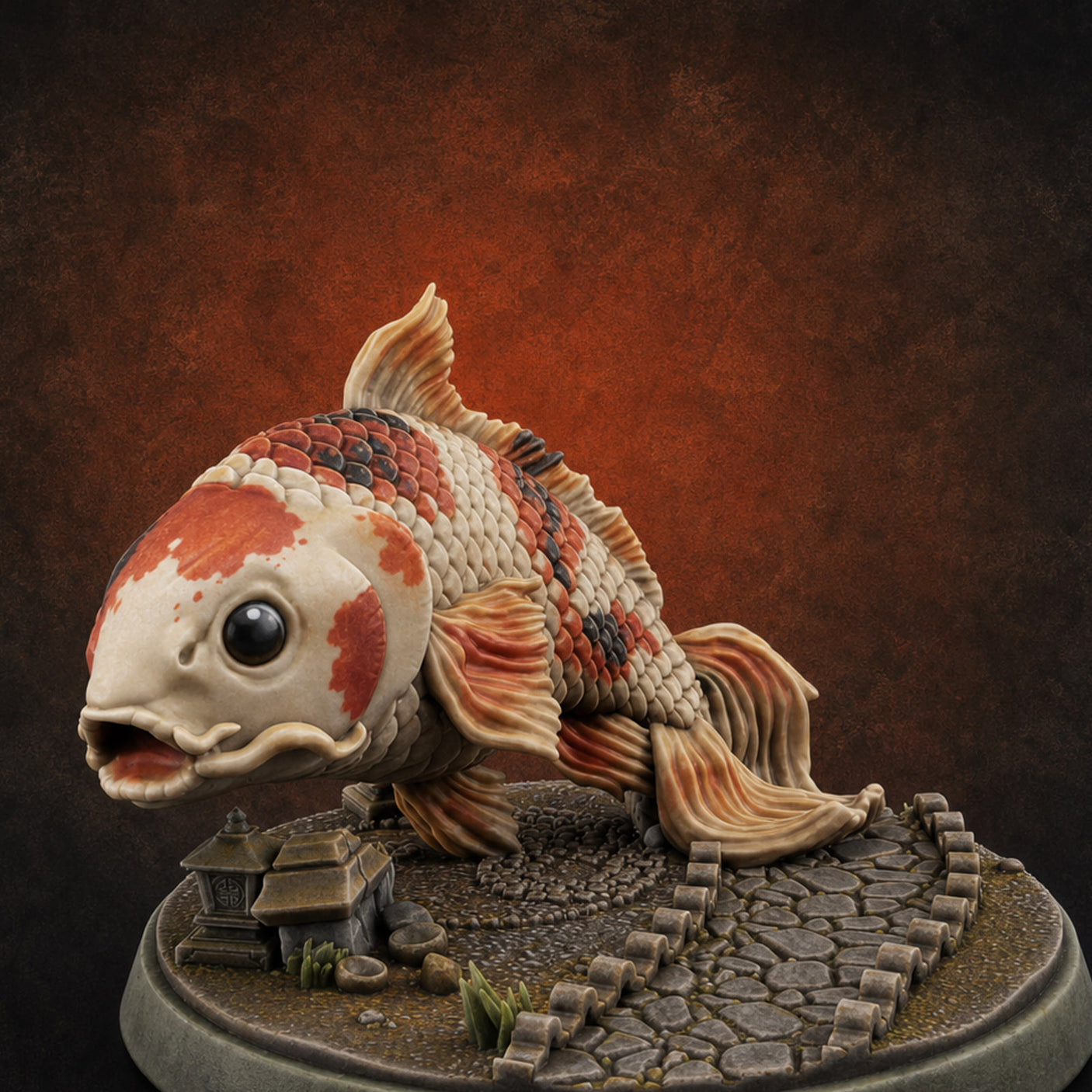 Scales Glinting Koi Beast — painted concept preview (miniature supplied unpainted)