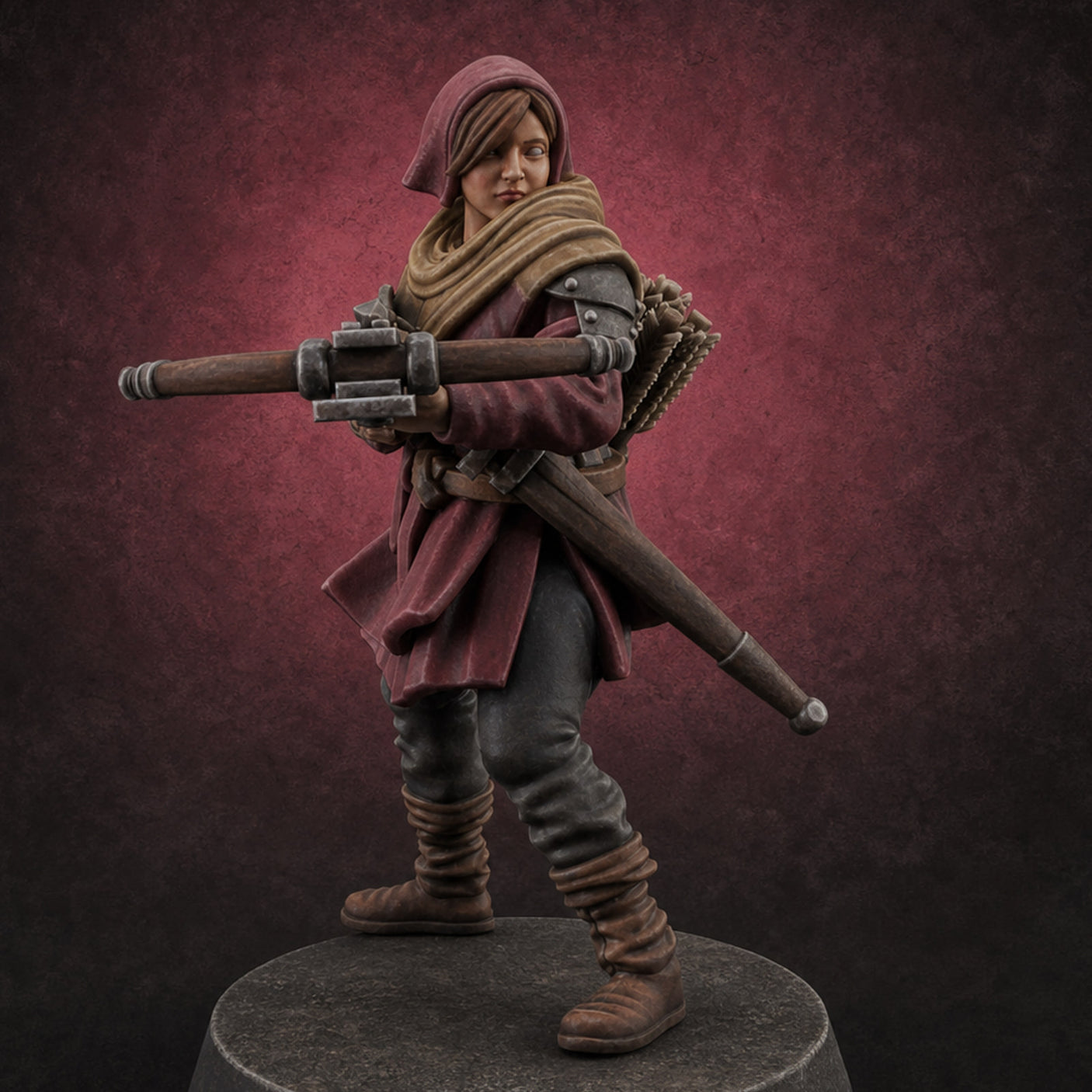 Shouldering The Load Human Crossbowwomen B — painted concept preview (miniature supplied unpainted)
