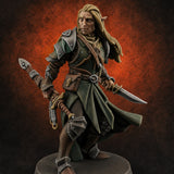 Dual Blades Pensive Elf Fighter — painted concept preview (miniature supplied unpainted)