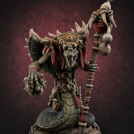 Skulls Dangling Naga Warlocks B — painted concept preview (miniature supplied unpainted)